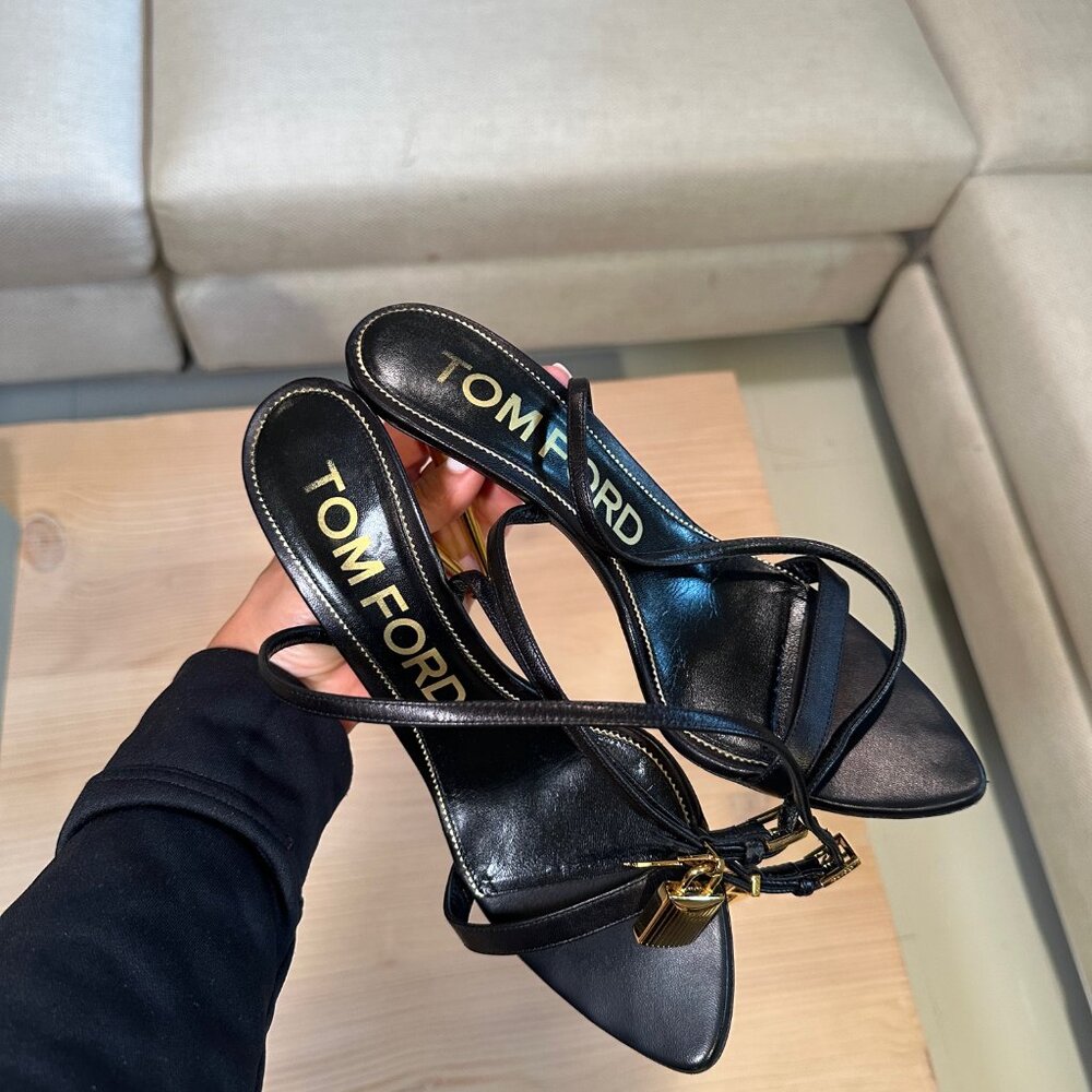 Tom Ford Lock Heel Sandals - Black (Women's Size EU 39) - Picture 5 of 16